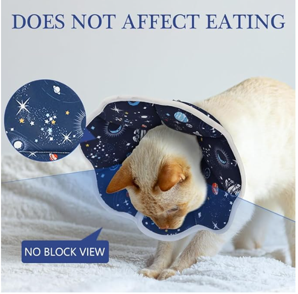 Comfy Cat Cone Collar, Cat Neck Collar Adjustable E Collar for Cats, Soft Padded Cotton Foldable Cat Recovery Collar Anti-Licking Cat Cone Surgery Recovery Collar Cat Gift (S, 16-23cm)