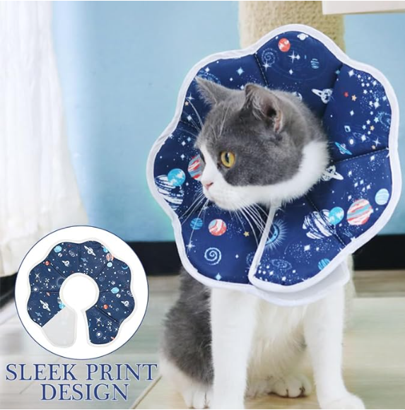 Comfy Cat Cone Collar, Cat Neck Collar Adjustable E Collar for Cats, Soft Padded Cotton Foldable Cat Recovery Collar Anti-Licking Cat Cone Surgery Recovery Collar Cat Gift (S, 16-23cm)