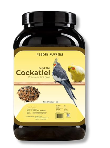 Foodie Puppies Bird Food for Cockatiels - 1Kg | Natural and Healthy Premium Mix Seeds, Kangni, Sunflower, Yellow Proso, Browntop, Oats, Pearls | Daily Birds Food Seeds for All Life Stages
