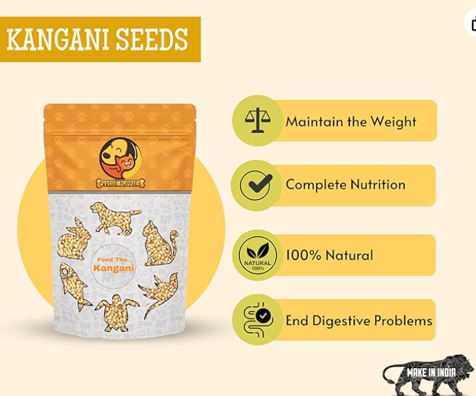 Foodie Puppies Foxtail Millet Kangni Seeds Bird Food - (1Kg, Pouch), High-Fiber Balanced Nutritious Daily Diet & Suitable for Canary, Finch, Waxbill, Budgies, Lovebird, Cockatiel, Parrot & Parakeet