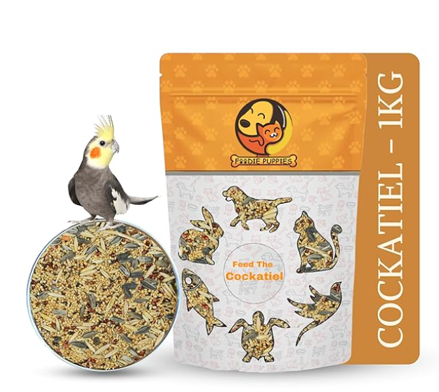 Foodie Puppies Bird Food for Cockatiels - (1kg, Pouch) | Natural and Healthy Premium Mix Seeds, Kangni, Yellow Proso, Browntop, Sunflower, Oats, Pearls | Daily Birds Food Seeds for All Life Stages