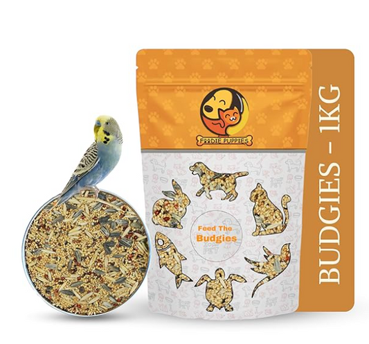 Foodie Puppies Bird Food for Budgies - (1Kg, Pouch) | Natural & Healthy Premium Mix Seeds, Canary, Yellow Proso, Sunflower, Browntop, Pearl, Oats & Niger
