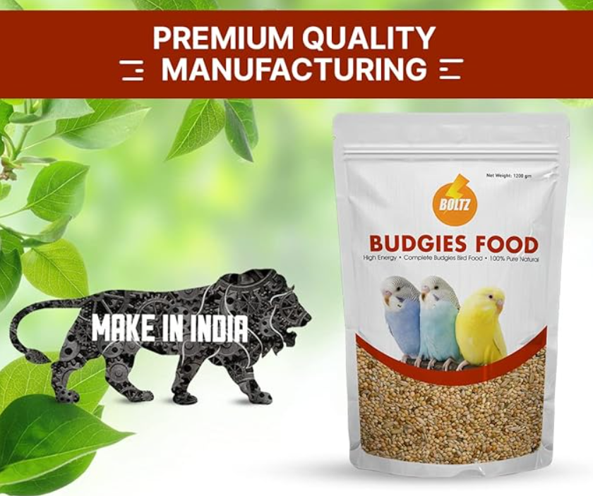 Boltz Bird Food for Budgies - 1.2 kg | Natural & Healthy Premium Mix Seeds, | Daily Bird Budgies Food Seeds| All Life Stages