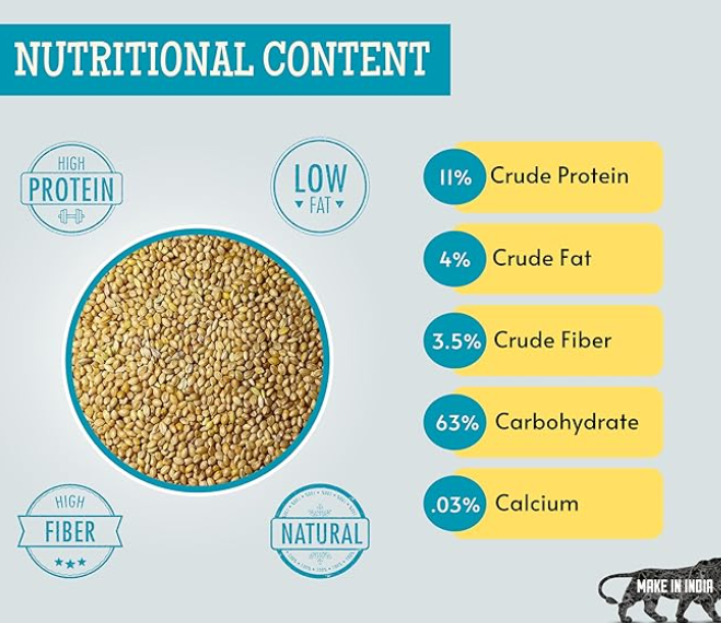 Foodie Puppies Foxtail Millet Kangni Seeds Bird Food - 1Kg, Suitable for All Types of Canaries, Finches, Waxbills, Budgies, Lovebirds, Cockatiels, Parrots & Parakeets