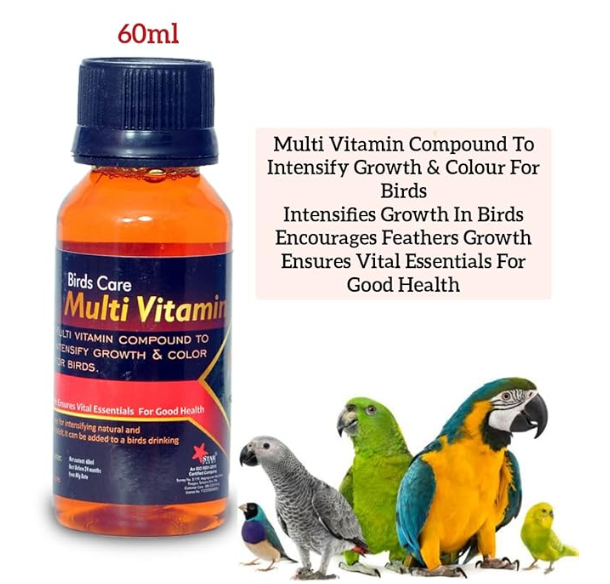 STAR FARMS Birds Care Multivitamin for All Birds 60ML / Growth in Birds Encourages Feather Growth Ensures Vital Essentials for Good Health