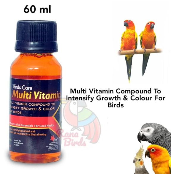 STAR FARMS Birds Care Multivitamin for All Birds 60ML / Growth in Birds Encourages Feather Growth Ensures Vital Essentials for Good Health