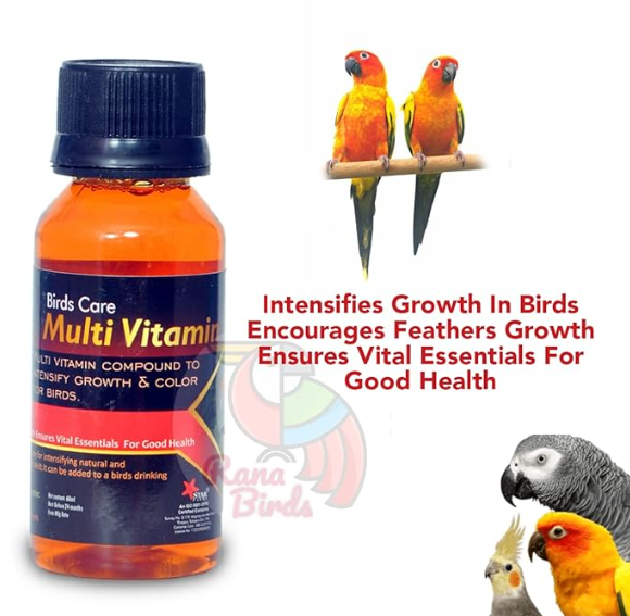 STAR FARMS Birds Care Multivitamin for All Birds 60ML / Growth in Birds Encourages Feather Growth Ensures Vital Essentials for Good Health