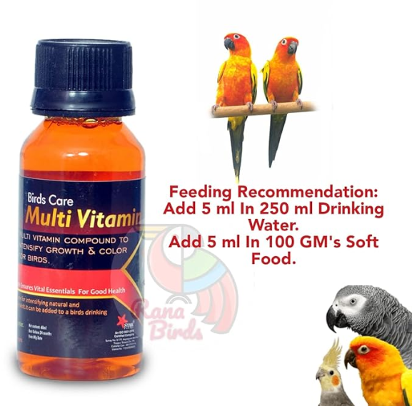 STAR FARMS Birds Care Multivitamin for All Birds 60ML / Growth in Birds Encourages Feather Growth Ensures Vital Essentials for Good Health