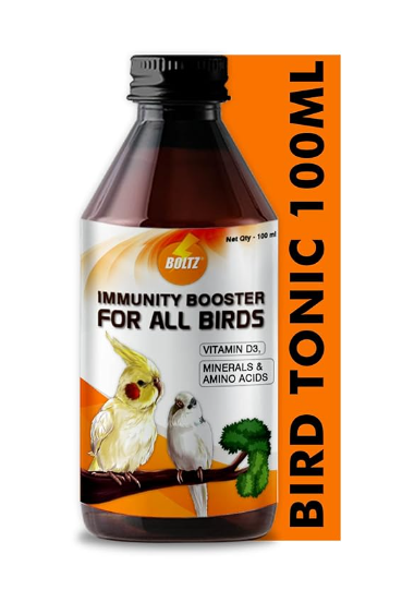 BOLTZ Immunity Booster for All Birds for Healthy Growth with Essential Vitamins, Minerals and Amino acids-100ml, transperent, Small