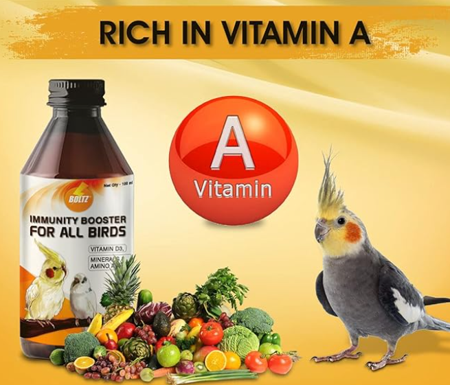BOLTZ Immunity Booster for All Birds for Healthy Growth with Essential Vitamins, Minerals and Amino acids-100ml, transperent, Small