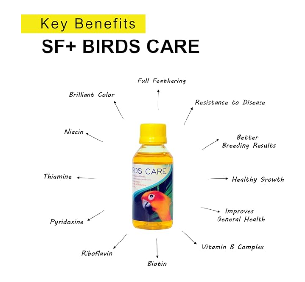 SF+ 3in1 Pack Herbal Plus, Birds Care, Calci+ Health Supplement for Birds, Assist in Growth, Production of Haemoglobin, and Assist in Adds Brilliant Color + Full Feathering for All Birds (Multicolor)