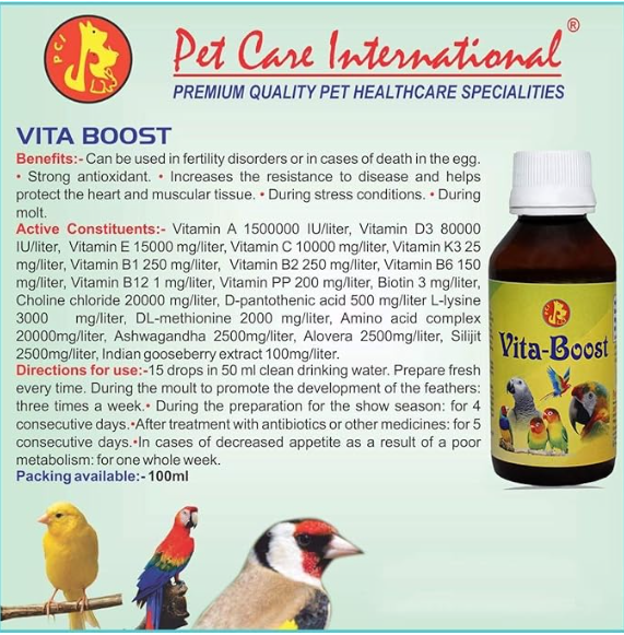 International (PCI) Vita-Boost to Provide Essential Vitamins for Healthy Bird Healthcare (100ml), 1 Piece