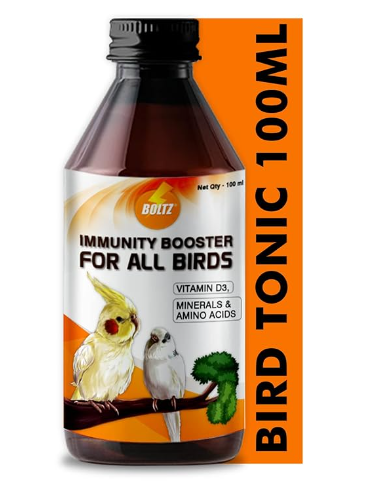 BOLTZ Immunity Booster for All Birds for Healthy Growth with Essential Vitamins, Minerals and Amino acids-100ml, transperent, Small