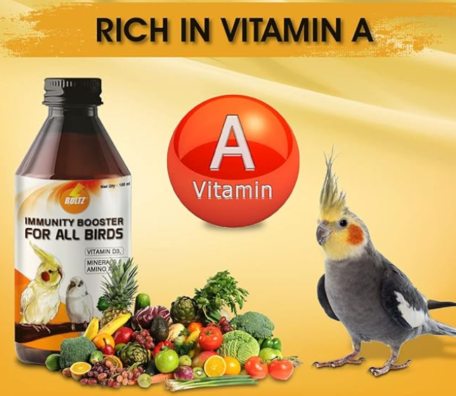 BOLTZ Immunity Booster for All Birds for Healthy Growth with Essential Vitamins, Minerals and Amino acids-100ml, transperent, Small