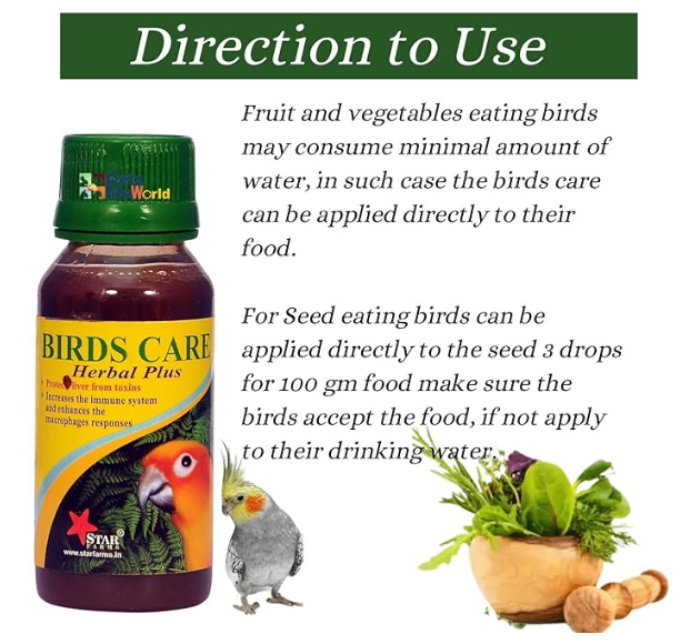 Bird Care 5 in 1 Combo for All Your Pet Birds (Birds Care, 60ML + Birds Care Herbal Plus, 60ML + Calci Plus, 30ML + Bird Booster, 50G + Breed Plus, 50G)