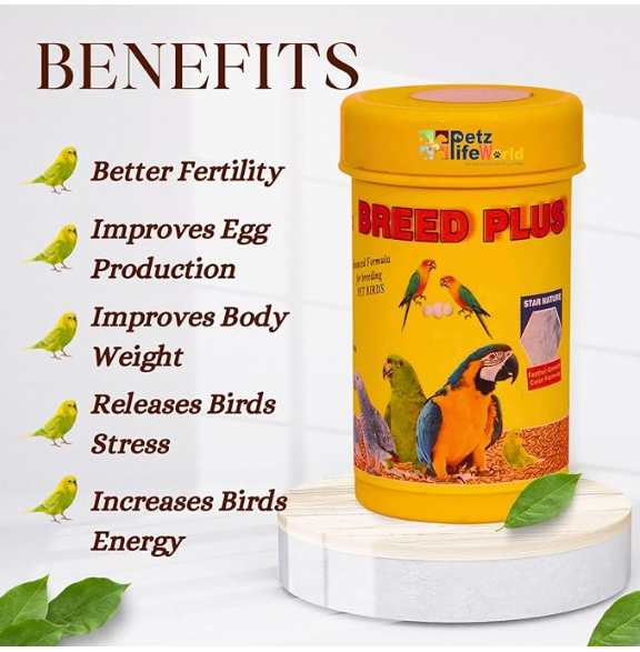 Bird Care 5 in 1 Combo for All Your Pet Birds (Birds Care, 60ML + Birds Care Herbal Plus, 60ML + Calci Plus, 30ML + Bird Booster, 50G + Breed Plus, 50G)