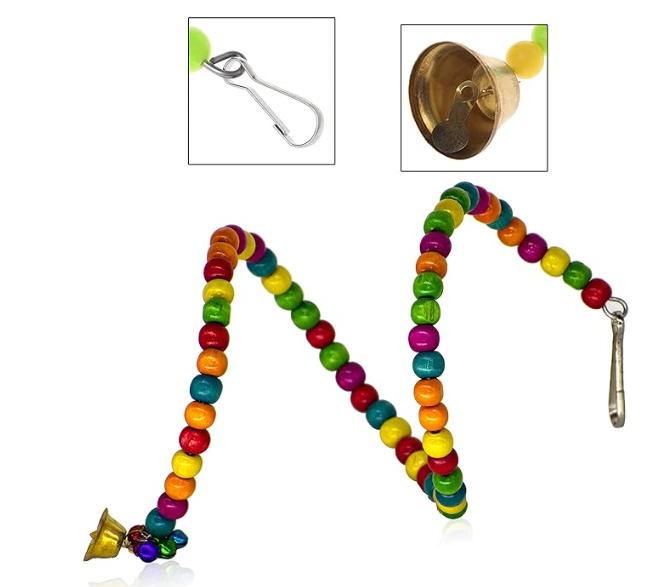GREENBIRDS Combo of 3 Bird Toys Spiral Hanging, Wooden Swing & Ladder for Bird & Parrot
