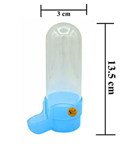 Sage Square 80ml Tube Shape Cage Bird Food, Seed, Water Feeder Plastic Dispenser Cum Bowl with Removable Tray - No Spill No Mess (Multi Color) (Pack of 2) (Size - 13.5 x 3 cm) (Small Size)