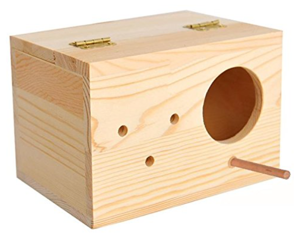 Sage Square Cockatiel Bird Breeding Box - Premium Habitat for Breeding & Comfortable Nesting, Exquisite Metal Edges Box - Moisture-Proof, Durable Nest for Lovebirds, Budgies & Small Birds (6 inch)