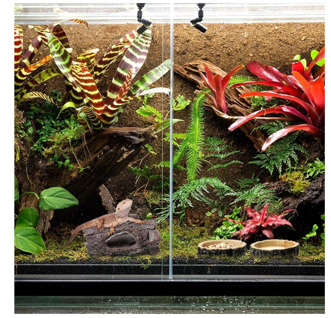 3 Pack Reptile Habitat Ornament, Reptile Food Bowls, Reptile Hide, Reptile Tank Accessories Reptile Water Dish Aquarium Fish Tank Hideouts for Lizards, Snake, Gecko, Turtle, Bearded Dragons