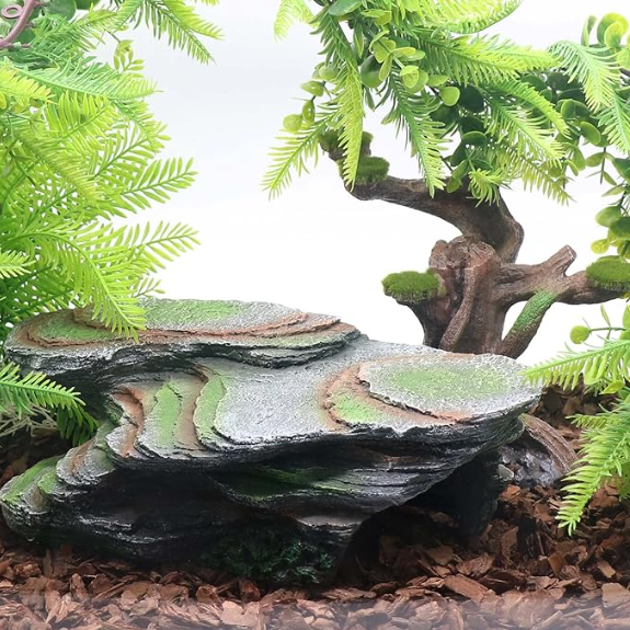 Reptile Resting Terrace Tortoise Climbing Platform Shale Scape Step Ledge, Reptile Cave Hideout Leopard Gecko Accessories Decorations, Great for Reptiles, Amphibians, Bearded Dragons, Lizard, Frogs