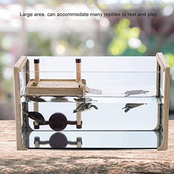 Hffheer Reptile Turtle Frog Pier Decorative Reptile Floating Basking Platform Turtle Floating Platform Aquarium Tank Accessory Reptile Floating Island Climbing Basking Platform(M)