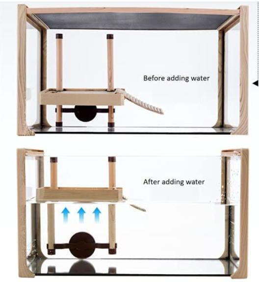 Hffheer Reptile Turtle Frog Pier Decorative Reptile Floating Basking Platform Turtle Floating Platform Aquarium Tank Accessory Reptile Floating Island Climbing Basking Platform(M)