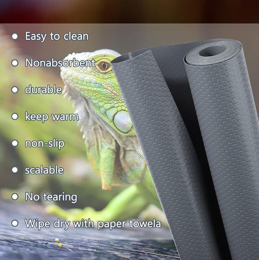Vodolo Bearded Dragon Tank Accessories, Reptile Terrarium Carpet Substrate for Leopard Gecko, Lizard, Iguana, Snake, Tortoise, Non-Adhesive Reptile Habitat Bedding(118inch)