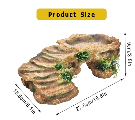 Turtle Basking Platform, Resin Dock Resting Rectangular Aquarium Turtle Tank Decorations, Reptile Habitat Accessories, Reptile Hide Floating Ledge Resting Terrace for Bearded Dragon, Newts, Lizard