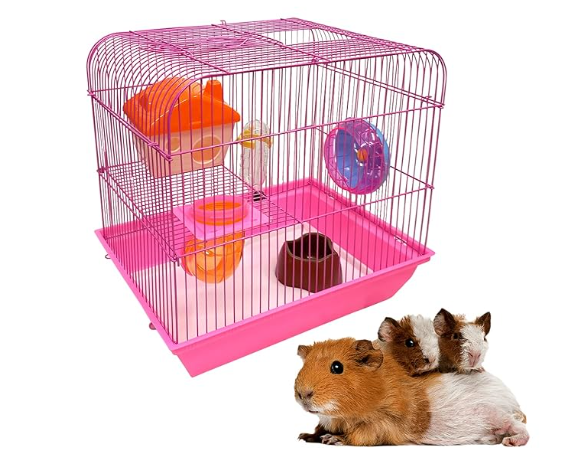 Jainsons Pet Products Hamster Cage and Habitats, Small Animal Houses for Hamster Gerbile Rat with Exercise Wheel, Hide Out, Water Bottle, Food Bowl with Removal Tray (Height: 14 inch)