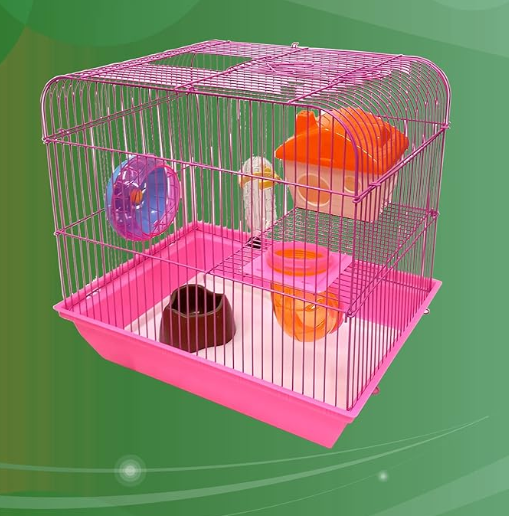 Jainsons Pet Products Hamster Cage and Habitats, Small Animal Houses for Hamster Gerbile Rat with Exercise Wheel, Hide Out, Water Bottle, Food Bowl with Removal Tray (Height: 14 inch)