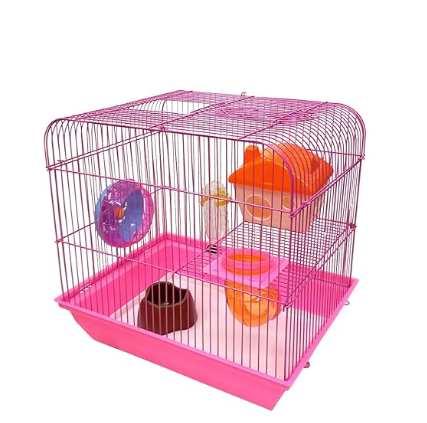 Jainsons Pet Products Hamster Cage and Habitats, Small Animal Houses for Hamster Gerbile Rat with Exercise Wheel, Hide Out, Water Bottle, Food Bowl with Removal Tray (Height: 14 inch)