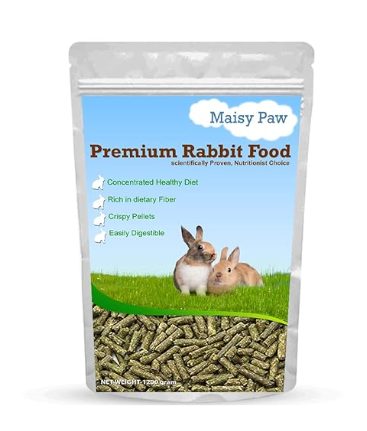 Maisy Paw Premium Rabbit Food, Nutritionist Choice (ISO 9001 Certified), Added Vitamins & Minerals (1200 g, Pack of 1)