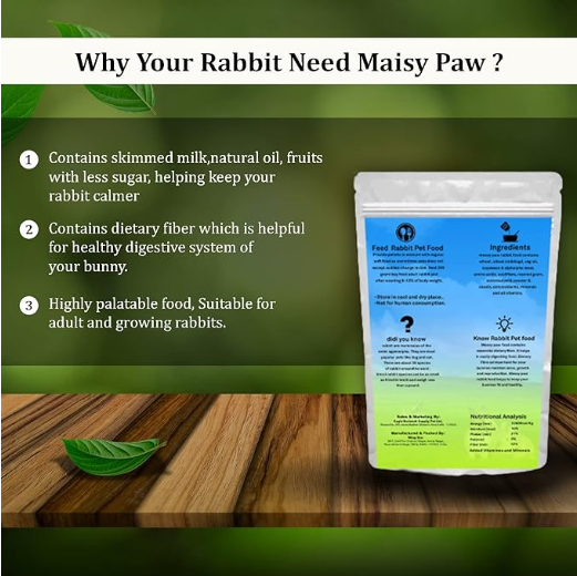 Maisy Paw Premium Rabbit Food, Nutritionist Choice (ISO 9001 Certified), Added Vitamins & Minerals (1200 g, Pack of 1)