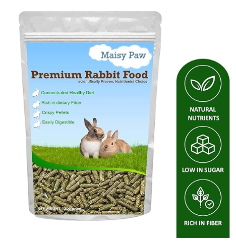 Maisy Paw Premium Rabbit Food, Nutritionist Choice (ISO 9001 Certified), Added Vitamins & Minerals (1200 g, Pack of 1)