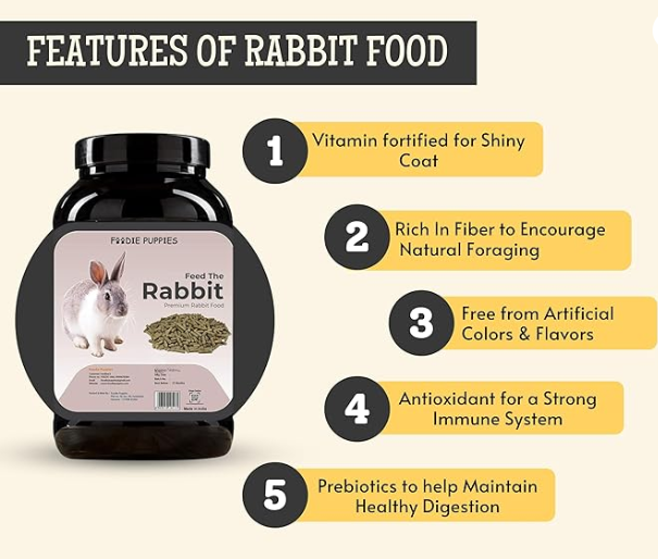 Foodie Puppies Rabbit Food Dry Pellets 1Kg, Highly Premium Nutritious Diet | Suitable for All Type Rabbit | Adult Pellet Rabbit Food,Nutritionist Choice
