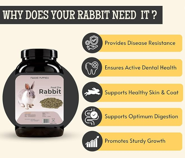 Foodie Puppies Rabbit Food Dry Pellets 1Kg, Highly Premium Nutritious Diet | Suitable for All Type Rabbit | Adult Pellet Rabbit Food,Nutritionist Choice