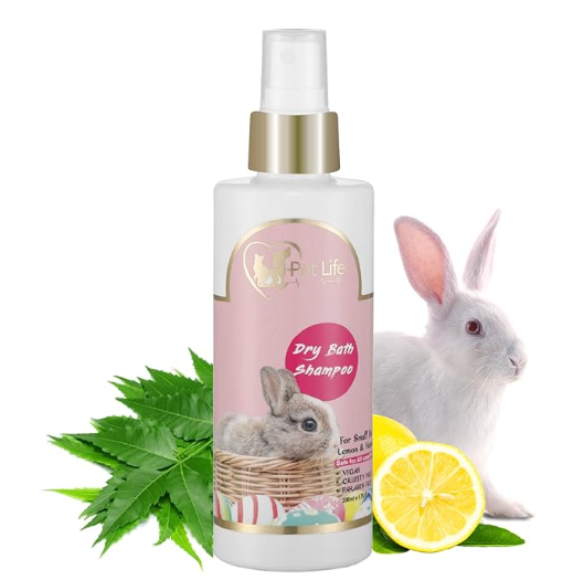 Organic Dry Bath Shampoo for Small Pets, Rabbits & Kitten| Dry/Waterless/Spray Rabbits & Small Pet Shampoo | Made with Natural Ingredients for A Cleaner, Smoother & Shinier Coat – 200 Ml