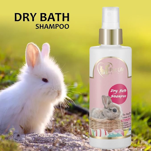 Organic Dry Bath Shampoo for Small Pets, Rabbits & Kitten| Dry/Waterless/Spray Rabbits & Small Pet Shampoo | Made with Natural Ingredients for A Cleaner, Smoother & Shinier Coat – 200 Ml