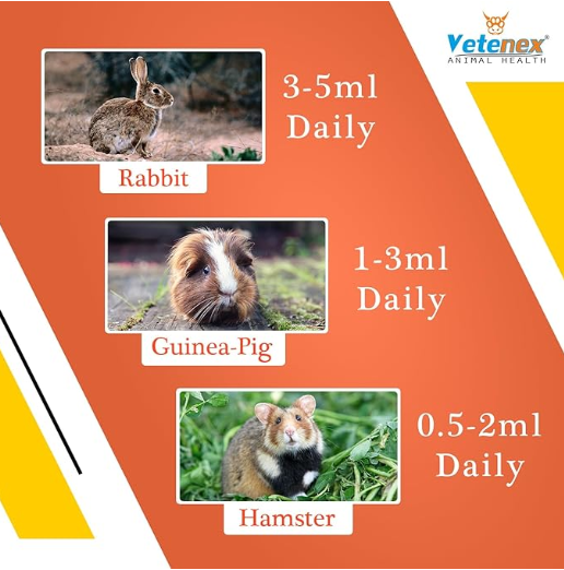 VETENEX Rabbit Cal - Calcium Tonic Supplement for Rabbit, Guinea Pig & Hamsters - 500 ML