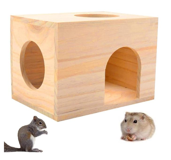 Western Era Wooden HideHouse Hut Hammock Sleeping Cabin Cage Accessory Toy for Hamsters, Hedgehog, SugarGlider, Birds, Small Rabbit, Small Guinea Pig