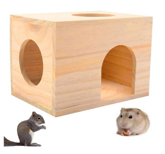 Western Era Wooden HideHouse Hut Hammock Sleeping Cabin Cage Accessory Toy for Hamsters, Hedgehog, SugarGlider, Birds, Small Rabbit, Small Guinea Pig