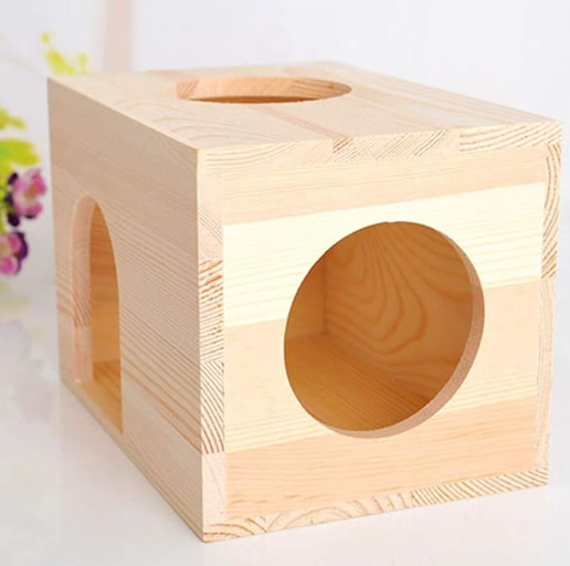 Western Era Wooden HideHouse Hut Hammock Sleeping Cabin Cage Accessory Toy for Hamsters, Hedgehog, SugarGlider, Birds, Small Rabbit, Small Guinea Pig