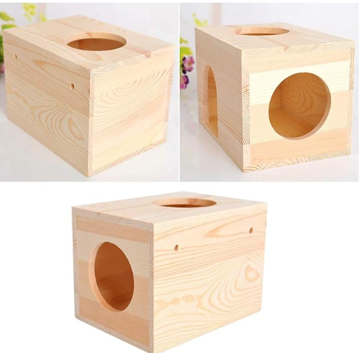 Western Era Wooden HideHouse Hut Hammock Sleeping Cabin Cage Accessory Toy for Hamsters, Hedgehog, SugarGlider, Birds, Small Rabbit, Small Guinea Pig