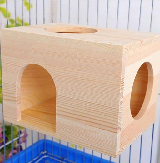 Western Era Wooden HideHouse Hut Hammock Sleeping Cabin Cage Accessory Toy for Hamsters, Hedgehog, SugarGlider, Birds, Small Rabbit, Small Guinea Pig