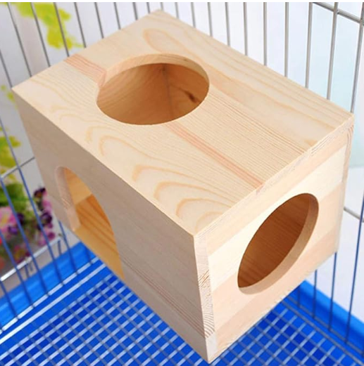 Western Era Wooden HideHouse Hut Hammock Sleeping Cabin Cage Accessory Toy for Hamsters, Hedgehog, SugarGlider, Birds, Small Rabbit, Small Guinea Pig