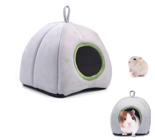Hamster Cage Soft Plush Hamster Bed Washable Hamster Cage Accessories Small Pet Bed Hideout for Chinchilla, Hamster, Hedgehog(Grey, 1 pcs)