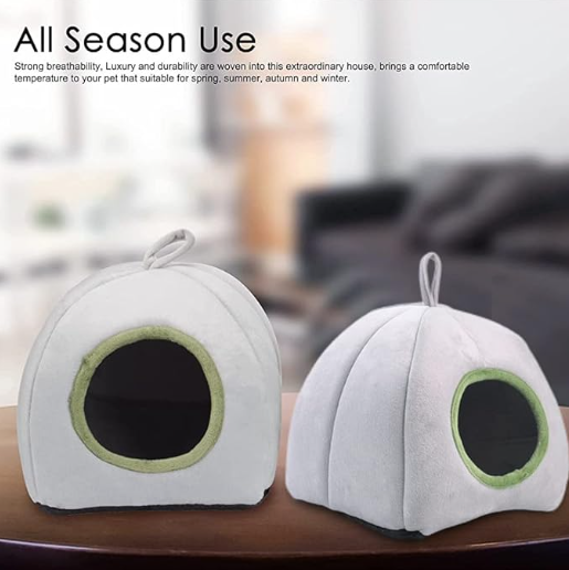 Hamster Cage Soft Plush Hamster Bed Washable Hamster Cage Accessories Small Pet Bed Hideout for Chinchilla, Hamster, Hedgehog(Grey, 1 pcs)