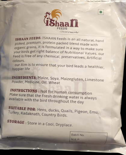 Ishaan Feeds (Adult) Food/Feed for Chicks of Hen, Broiler, Emu, Rooster, Duck, Qual (2 KG)