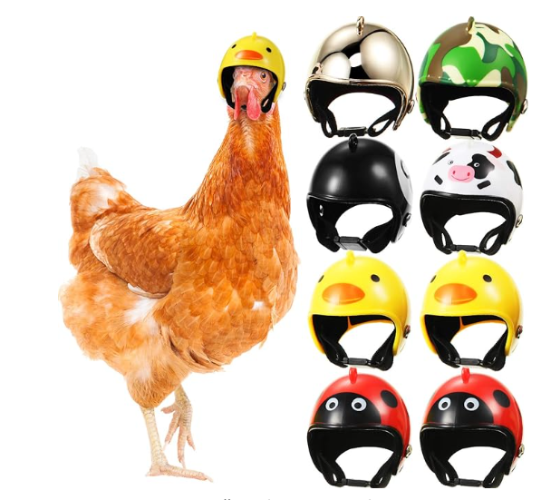 8 Pieces Chicken Helmet Pet Safety Helmet Funny Parrot Helmet Chicken Bird Hat Headwear Small Pet Hard Hat Pet Helmet Costumes Accessories for Chicken Hens Bird Parakeet Cockatiels